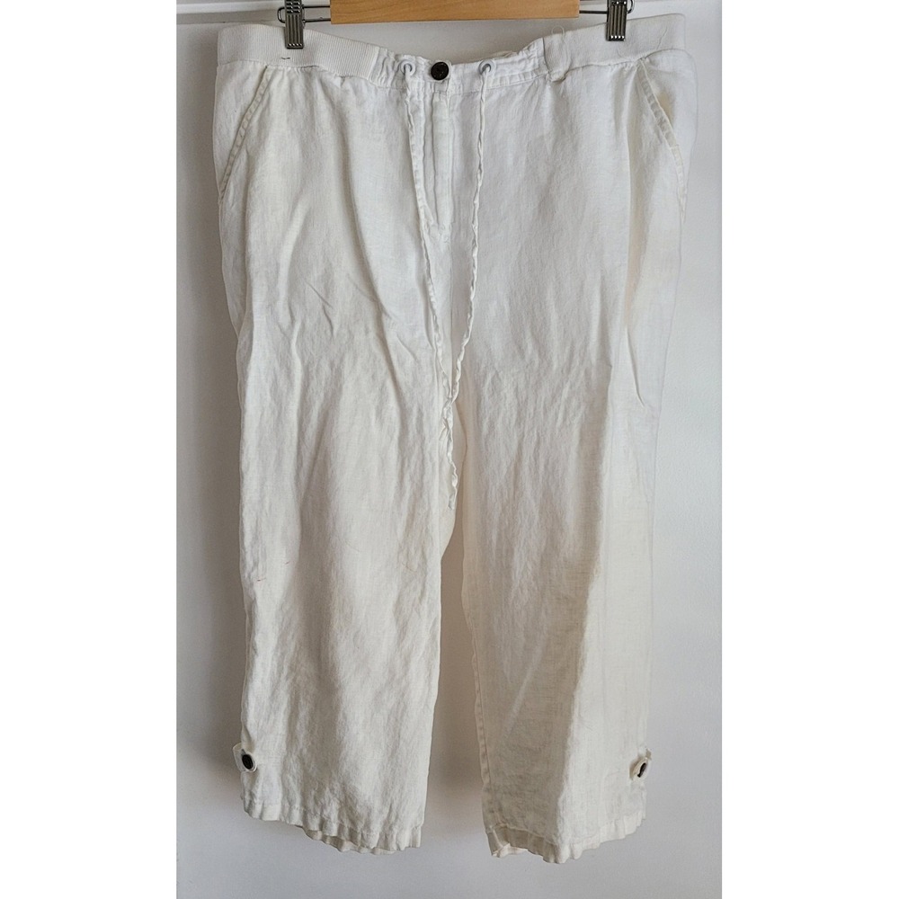 FRAME Women Pants Size L White Solid Cropped Trousers Slacks Minimalist Capri